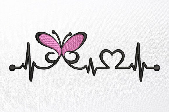 Download Butterfly Heartbeat Embroidery Design - Premium Resources