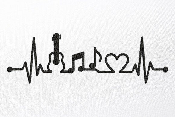 Download Guitar Heartbeat Embroidery Design - Premium Resources